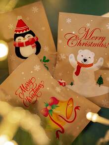 48/24 Stück Retro Weihnachts Kraftpapiertüten (mit Aufklebern, mit Weihnachtsmann, Schneemann & Fuchs Elementen), geeignet als Weihnachtsparty Geschenktüten, Geschenkverpackung, gehören zu Weihnachts Geschenkverpackungszubehör, sowie praktische Weihnachtsgeschenk Papiertüten