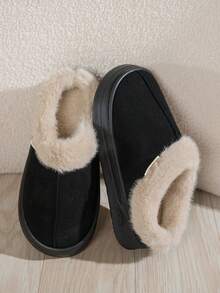 Women Slippers Fashion Anti-Slip Soft Sole Outdoor Indoor Warm Comfort Men Casual Plush Winter Snow Boots - màu đen - Xem 5