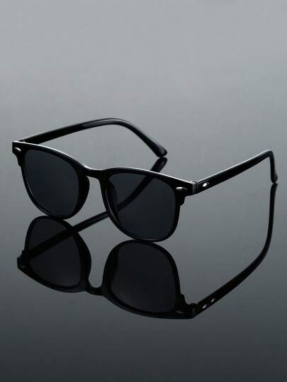 1件装塑料几何黑色复古男士眼镜，精致时尚，适合街头摄影、热带海滩度假、户外休闲活动、夏季周末穿搭配饰