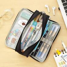 Large Capacity Pencil Case 3 Compartment Pouch Pen Bag For School Teen Girl Boy Men Women