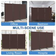 6FT Trifold 130g Polyester Fabric Plastic Foot Carbon Steel Frame Foldable Screen Brown - Brown - View 11