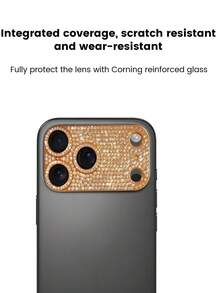 Mit Strass verzierter Kameraobjektiv-Schutz, kompatibel mit iPhone 17/17 Pro Max/17 Pro/17 Air Serie, hochauflösend, einfach zu installieren, stoßfest, verschleißfest, hohe Härte, glänzende Farben, perfekte Passform - Orange - Übersicht 7