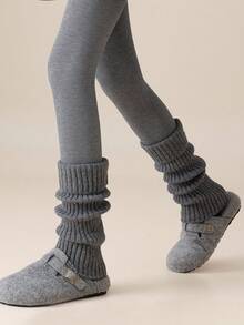 1双女士简约灰色宽松腿套，保暖舒适，适合秋冬季节，搭配乐福鞋更佳。 - 灰色 - 查看 5