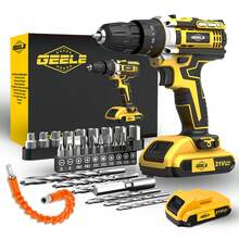 Drill Driver 45N.M 3/8" 21V 2 Batteries With GEELE Accessories - Màu vàng - Xem 1