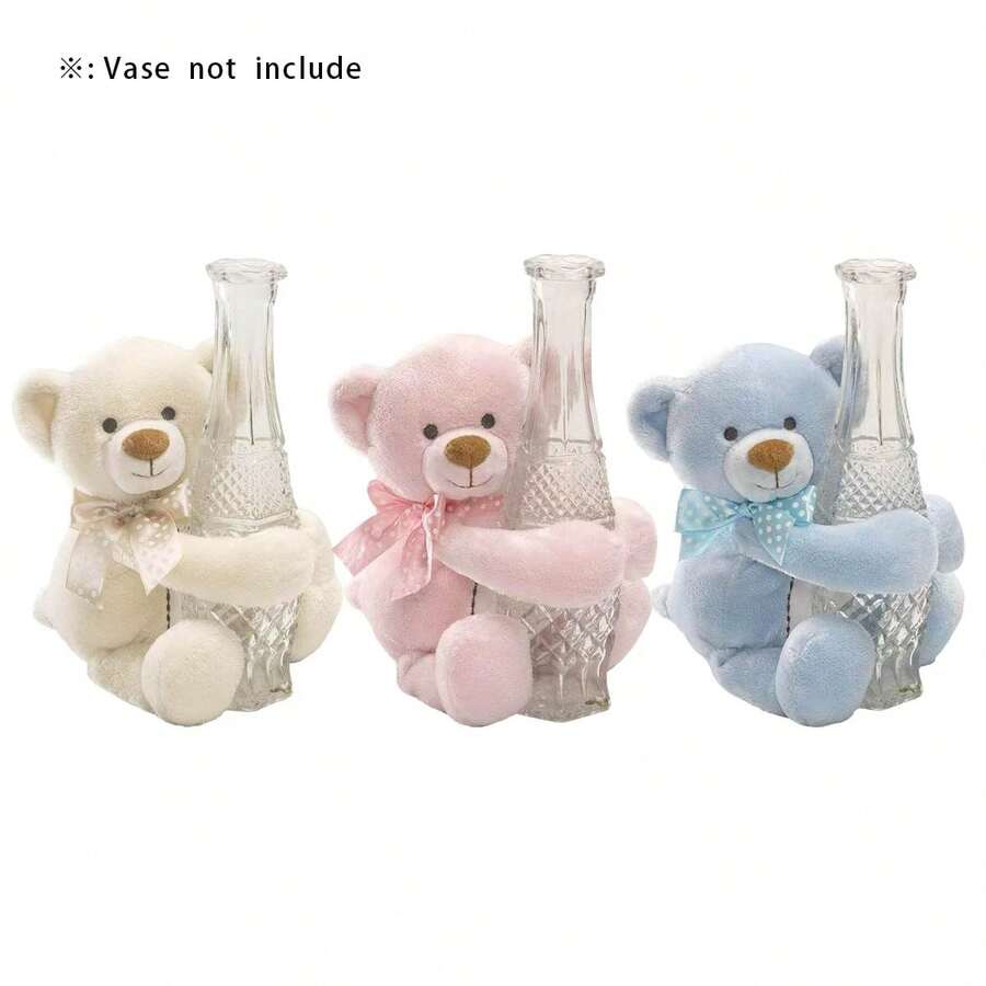 Stuffed Soft Toy Baby Teddy Bear Vase Huger, Pink / Blue / Ivory, 9.5" - Multicolor - View 1