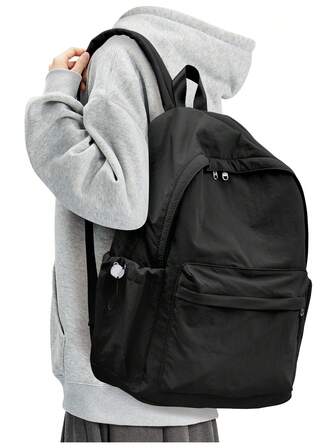 轻便学校背包书包，大号笔记本电脑背包，适合 15.6 英寸笔记本电脑，旅行背包，周末随身背包，可调节肩带的旅行背包，适合学校户外徒步露营的休闲背包