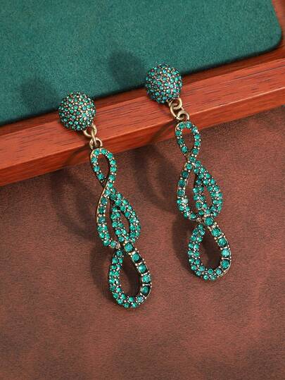 1 par de brincos vintage luxuosos, elegantes, versáteis e geométricos em estilo neochinês