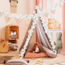 1/100PCS 70.9inch Artificial Flowers Cherry Blossom Vine Garland Plant Artificial Ivy Garland, Fake Plants, Flower Bouquet, For Wedding Decorations, Spring Decorations For Home, Home Decor, Table Decoration, Pink Decor, Room Decor, Balcony Decor - White - View 9