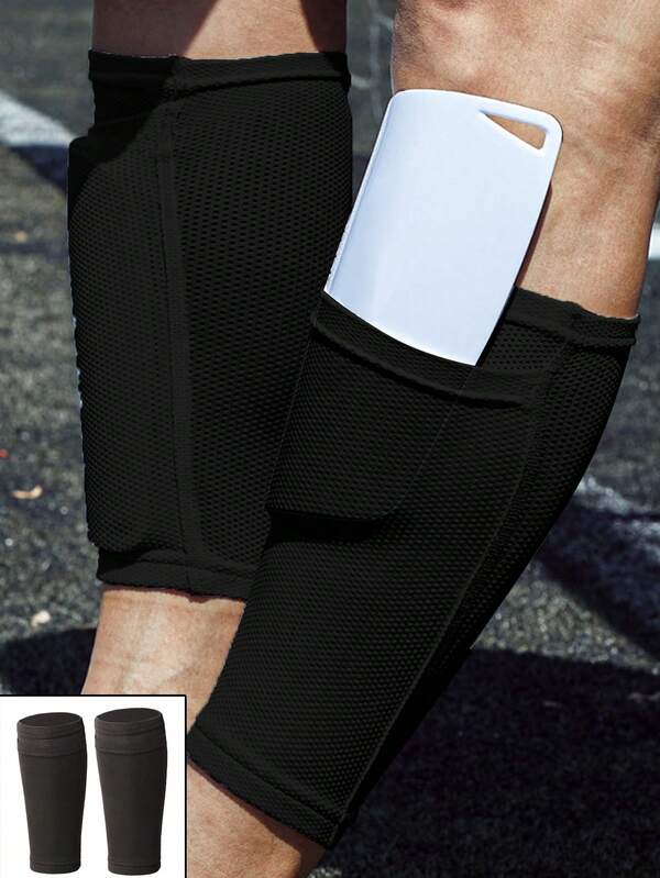 2-lagige hochelastische Mesh Fußball Schienbeinschoner Ärmel Beinwärmer für Herren & Damen