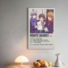 Framed Fruits Basket 2019 Anime Poster Wall Art -  Wood Frame Canvas Print, Art Deco Style With Vibrant Colors, Hook & Stand Installation For Bedroom, Dorm Decor - Perfect Gift For Anime Fans, Dorm Room Decoration, Playful Design, Quality Craftsmanship, 2D Flat , Room Decor. - Random Print(隨機印花) - 查看 4
