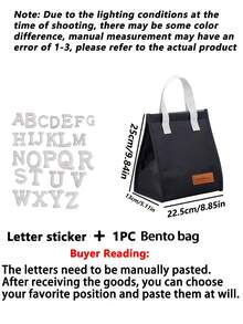 1pc A-Z Letter Large Capacity Hook And Loop Sealed Travel Portable Lunch Bag, Handbag, Outdoor Insulated Lunch Box Bag, Suitable For Work, Office, School, Waterproof, Keeps Food Fresh And Warm, Aluminum Foil Insulation Container, Suitable For Outdoor Dining, Work , Home, Restaurant, Beverages, Candy, Fruit, Pastries, Snacks, Nuts, Lunch Bag - Multicolor - View 10