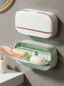 Luksusowy, ścienny uchwyt na mydło z pokrywką, wysokiej jakości uchwyt na mydło z odpływem, wodoodporny uchwyt na mydło ABS, odpowiedni do łazienki, prysznica, w podróży, prosty uchwyt na mydło, przybory toaletowe, akcesoria łazienkowe, stojak do przechowywania w łazience.