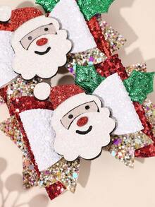 2 pezzi Fiocchi per capelli a forma di Babbo Natale carini per bambine, fermagli per capelli con glitter scintillanti per bambini e bambine, accessori per capelli di Natale alla moda con mollette a coccodrillo, decorazioni per capelli per feste natalizie e Capodanno