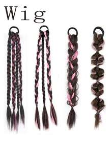 1pc Anime Style Ponytail Wig, 4 Pink Styles, Suitable For Spring, Summer, Autumn, Winter - Pink - View 1