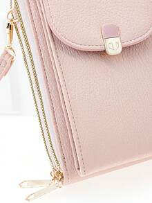 Bolso de mensajero, una bolsa multifunción de gran capacidad con doble capa y cremallera, cartera para teléfono móvil, imagen suave y sencilla de moda, para ocio, vacaciones y citas - Rosa Pálido - Ver 6