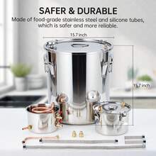 Destilador de acero inoxidable, kit de destilación con termómetro incorporado, kit para elaboración de cerveza casera, 50 L/13,2 gal - Plateado - Ver 6