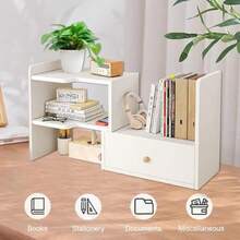 Desktop Shelf Storage Rack Multipurpose Bookshelf Desktop Organizer Home Interior Rack Supplies Extendable Wooden Tabletop Bookshelf Bookcase Office Desk Shelves For Books Cosmetic White