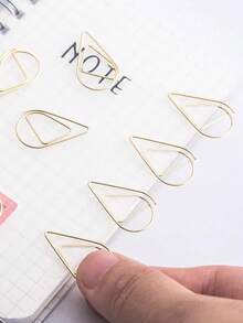 100pcs Mini Golden Water Drop Shaped Paper Clips, Multipurpose Metal Office Supplies, Suitable For Study, Office And Home, Back To School, Stationery - Teardrop Shape - View 5