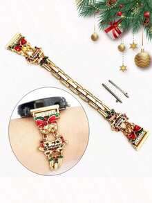 1pc Christmas Element Smart Watch Band, Fits 20mm/22mm Watch Straps Compatible With Samsung Galaxy Watch, Garmin, Amazfit, Etc. Also Compatible With Apple Watch Series 10/9/8/7/6/SE/5/4/3/2/1 38/40/41/42/44/45/46/49mm. Christmas Bell, Reindeer, Santa Claus Decoration, Fashionable Smart Watch Accessory - Adjustable Length (Band Only, Watch Not Included) - Multicolor - View 16