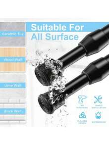 2pcs Spring Tension Curtain Rods Short Tension Rod,2 Packs Small Spring Tension Curtain Rod 55-90cm, Thin Tension Rod No Drill For Window Cupboard Closet,Multi Functional Telescopic Rod Shower Curtain Bracket Shower Curtain Base Shower Curtain Rod - Multicolor - View 5