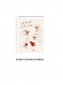 1 pieza Póster de impresión de bebida navideña sin marco, decoración de carrito de bar de vacaciones, impresión de brindis, comer, beber y ser feliz, pintura de arte de pared de lienzo para sala de estar, dormitorio, decoración de dormitorio, póster divertido, decoración de pared, impresiones de dormitorio, arte de bebida navideña, decoración de carrito de bar, póster de cóctel navideño, impresión de alegría festiva