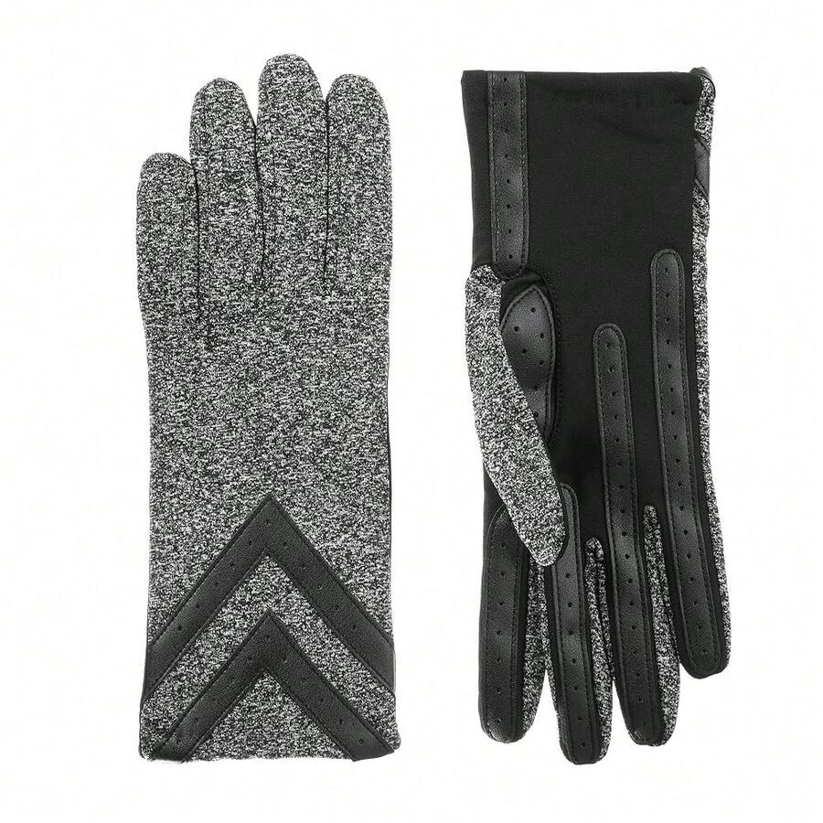 Isotoner Womens Spandex Touchscreen Cold Weather Gloves With Warm Fleece Lining And Details{Inchsize_nameinch:InchSmall-Mediuminch,Inchcolor_nameinch:InchBlackHeather-Smartdriinch} - BlackHeather-Smartdri - 查看 1