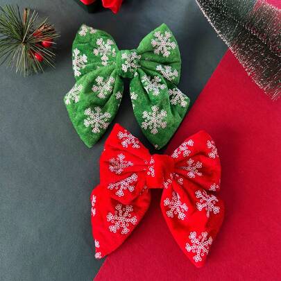 1 Stück Weihnachtliche Haarschmuck Dekoration, Samt Schneeflocke Haarclip, Weihnachtliche Festliche Atmosphäre Haarspange, Feiertags Party Haarclip