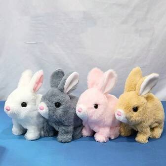 Cute Electric Rabbit Plush Toy That Can Jump And Bark, Soft Polyester Filled Animal, Ideal Choice For Valentine's Day And Easter Gifts, Battery Powered (Battery Not Included) 2025 Upgraded Interactive Realistic Bunny Realistic Bunny Toy Handmade Interactive Bunny Robot