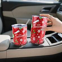 Termos para Cafe de Acero Inoxidable 590ml/20oz con Doble Pared – Antiderrames con Tapa – Ideal para Escuela, Oficina, Viaje – Regalo de Navidad para Hombres y Mujeres (Gorro navideño) - Grano de Madera - Ver 11