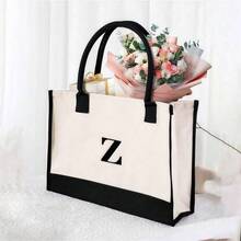 Personalized 26 Letter Tote Bag, Fashionable Canvas Handbag, Birthday Gift Exclusively Designed For Female Mothers, Teachers, Friends, Bridesmaids.
