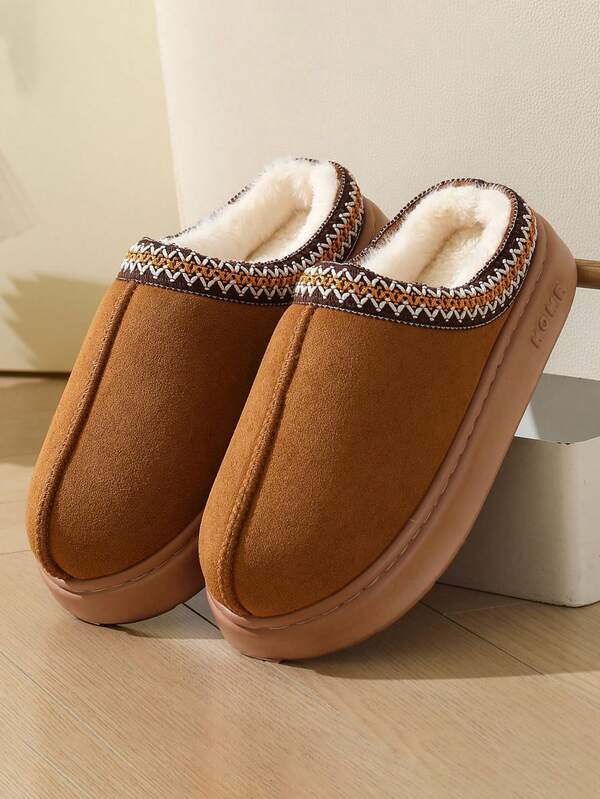Women's Platform Slippers, Fur-Lined Flat Mini Snow Boots, Casual Winter Shoes, Comfortable, Non-Slip And Warm Women's Shoes