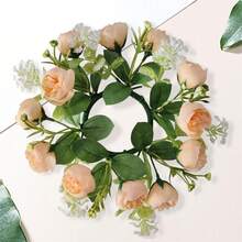 Floral Wreath Candle Rings Decorative Flower Leaf Wreath Pillar Candle Garland For Dining Table - Gold - View 5