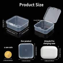 SATINIOR 100 Pcs Clear Plastic Beads Storage Containers Box Small Clear Box With Hinged Lid Small Plastic Case Mini Square Arts Crafts Storage Boxes Organizers For Small Items 2.1 X 2.1 X 0.8 Inch