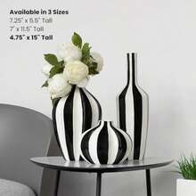 Torre & Tagus - Jarrón de cerámica Abstracto Blanco y Negro de 15 Pulgadas de Alto, decoración Moderna para Sala de Estar, recámara y Entrada(41.3 cm (alto) x 32.4 cm (ancho) x 18.4 cm) - Tipo 2 - Ver 8