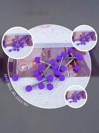 10pcs Matte White Titanium Steel Tongue Rings, Pure White Friendship, Ball Shaped Tongue Piercing Jewelry For Women, Smooth Skin Feel, Suitable As Gift