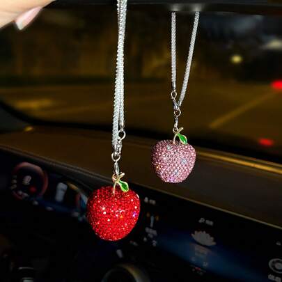 Weihnachtsgeschenk kreative Strass rote Apfel Auto Anhänger, Frucht Stil Material Rückspiegel Ornament