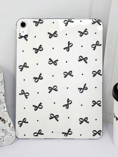 1个透明黑色波点蝴蝶装饰超薄软TPU保护壳，兼容iPad Mini 1/2/3/Mini 4/Mini 5/Mini 6/9.7/10.2/10.5/10.9/11英寸/第十代/Air 11英寸(M2)-2024/Pro 11英寸(M4)-2024 A16 2025等型号，轻薄简约/个性化平板电脑保护壳，无Apple Pencil插槽