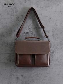 saroxi 男士休闲单肩斜挎包，时尚商务通勤礼物圣诞节秋季大学单肩包斜挎包礼物尖叫公文包文件包电脑包笔记本电脑包大容量电脑公文包男士礼物学生多功能户外便携男友礼物手拿包度假复古趣味礼物笔记本电脑包胸包礼物复古包情人节节日必备包贴纸包冬季棕色包情人节礼物复古学校礼物包包春季复古包