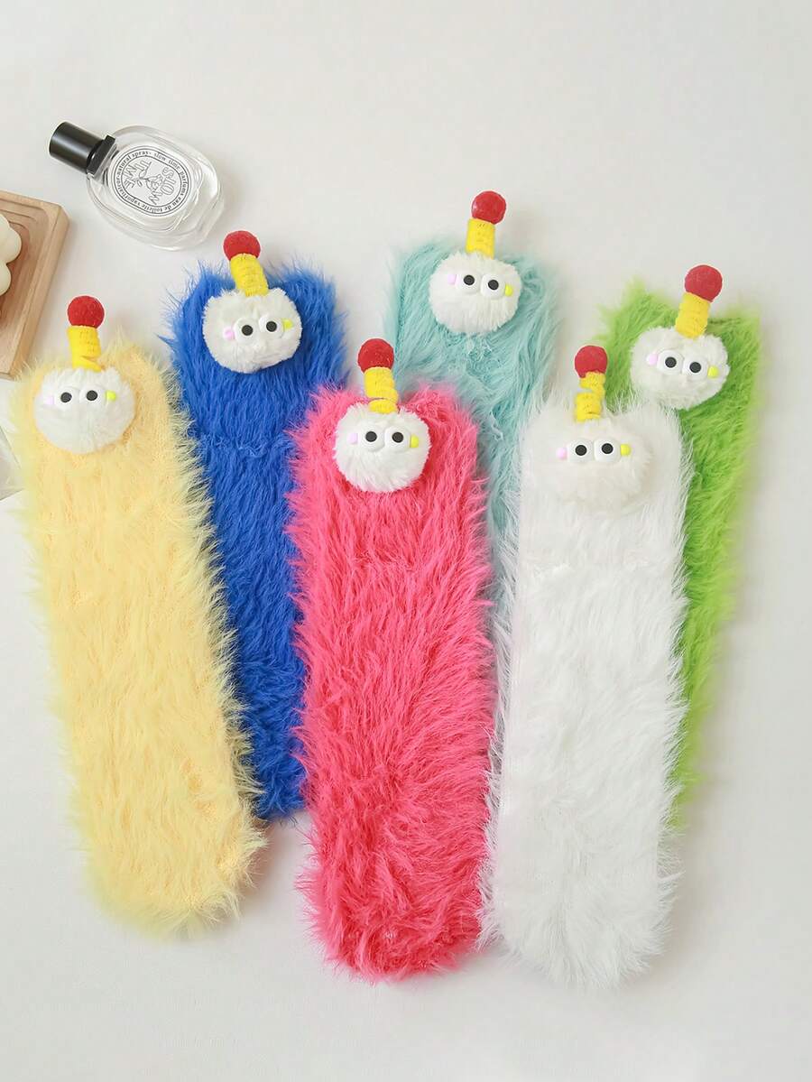 1/2/3 pary damskich spersonalizowanych i kreatywnych skarpetek, grube i ciepłe skarpetki, śmieszne skarpetki, brzydkie skarpetki, urocze skarpetki, skarpetki z dużymi oczami, pluszowe skarpetki, jesień i zima w nowym stylu, grube i ciepłe skarpetki podłogowe, skarpetki do połowy łydki - Wielokolorowe - Zobacz 1