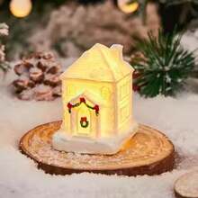 1pc Đồ trang trí Giáng sinh bằng nhựa Giáng sinh Ngôi nhà nhỏ Cảnh quan nhỏ Đồ trang trí ngôi nhà tuyết phát sáng, Giáng sinh - Nhiều màu - Xem 10