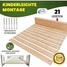 Rollrost 140x200 - 21 Leisten - starker Lattenrost aus Massivholz - belastbar bis 250 kg - Rolllattenrost für Einzelbett oder Doppelbetten