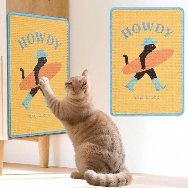 LESISSMER Sisal Cat Scratcher Mat, Wall Mounted Cat Scratching Post For Indoor Ca, 23.6x15.7 Inch Cat Scratching Pad With Hook &Amp; Loop, Cat Wall Scratcher Protect Couch And Carpet(Beach)