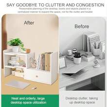 Desktop Shelf Storage Rack Multipurpose Bookshelf Desktop Organizer Home Interior Rack Supplies Extendable Wooden Tabletop Bookshelf Bookcase Office Desk Shelves For Books Cosmetic White