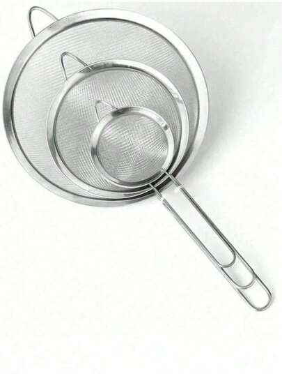 3件套/1件 大/中/小号不锈钢果汁/豆浆滤网、撇油器、带钩饺子滤网、咖啡滤勺、筛勺、面粉筛