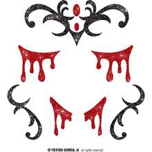 Fiestas Guirca Decoração de Fantasia para Festas e Eventos, Pintura Facial e Corporal com Design de Sangue e Estilo Gótico, Ideal para Celebrações de Halloween, Disfarces de Vampiro, Cosplay de Horror e Artesanato Criativo - Multicolorido - Ver 4