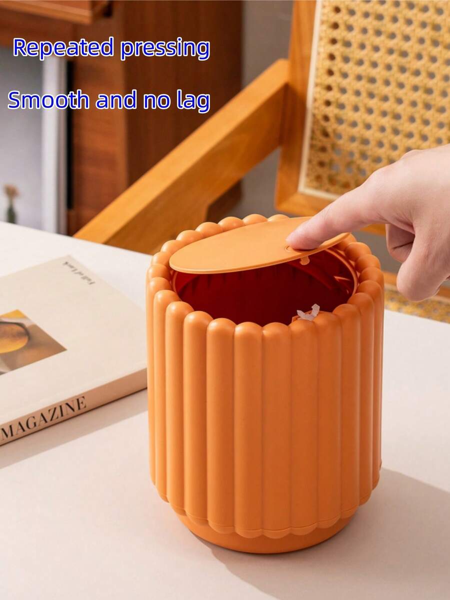 2026 New Desktop Trash Bin, Household Use, Large Opening, Press To Open The Lid, Compact Sunflower Storage Bin, Garbage Can