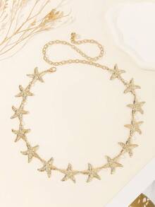 1pc Women's Starfish Metallic Waist Belt/Chain/Belt, Ocean Vacation Style, Minimalist & Versatile For Daily, Party, Concert, Beach, Halloween Outfit Accessory - Multicolor - View 2