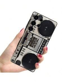 1 件创意收音机仿图案个性化热销磨砂纹理手机壳，握感舒适，兼容三星 Galaxy S20FE/S21FE/S23/A52/A54/A53/A14/A25/A34/A32/A05S/A15、Pixel 6/7/8/9a Pro、Redmi Note 13/13 Pro 和其他 Android 型号（适合作为新年、圣诞礼物送给朋友、女朋友、男朋友、家人） - 黑色 - 查看 2