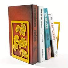 2个创意优雅的银杏叶竹制镂空金属书挡，适用于办公桌书籍收纳、整理和家居装饰，是馈赠亲友的绝佳礼物。 - 彩色 - 查看 4