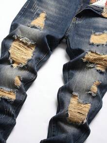 Men's Washed Straight-Leg Jeans, Suitable For Outdoor Activities, Casual Straight-Leg Jeans